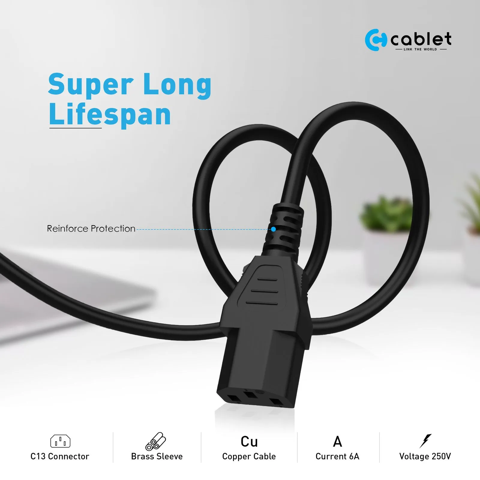 Cablet Desktop Power Cable 1.5m view 3